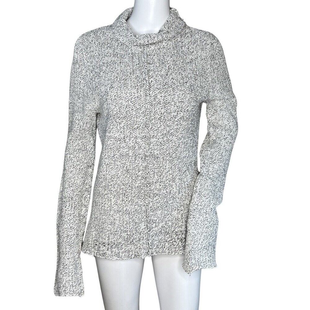 Habitat Sweater Womens Small Black White Marled Mock Neck Basic Casual Versatile